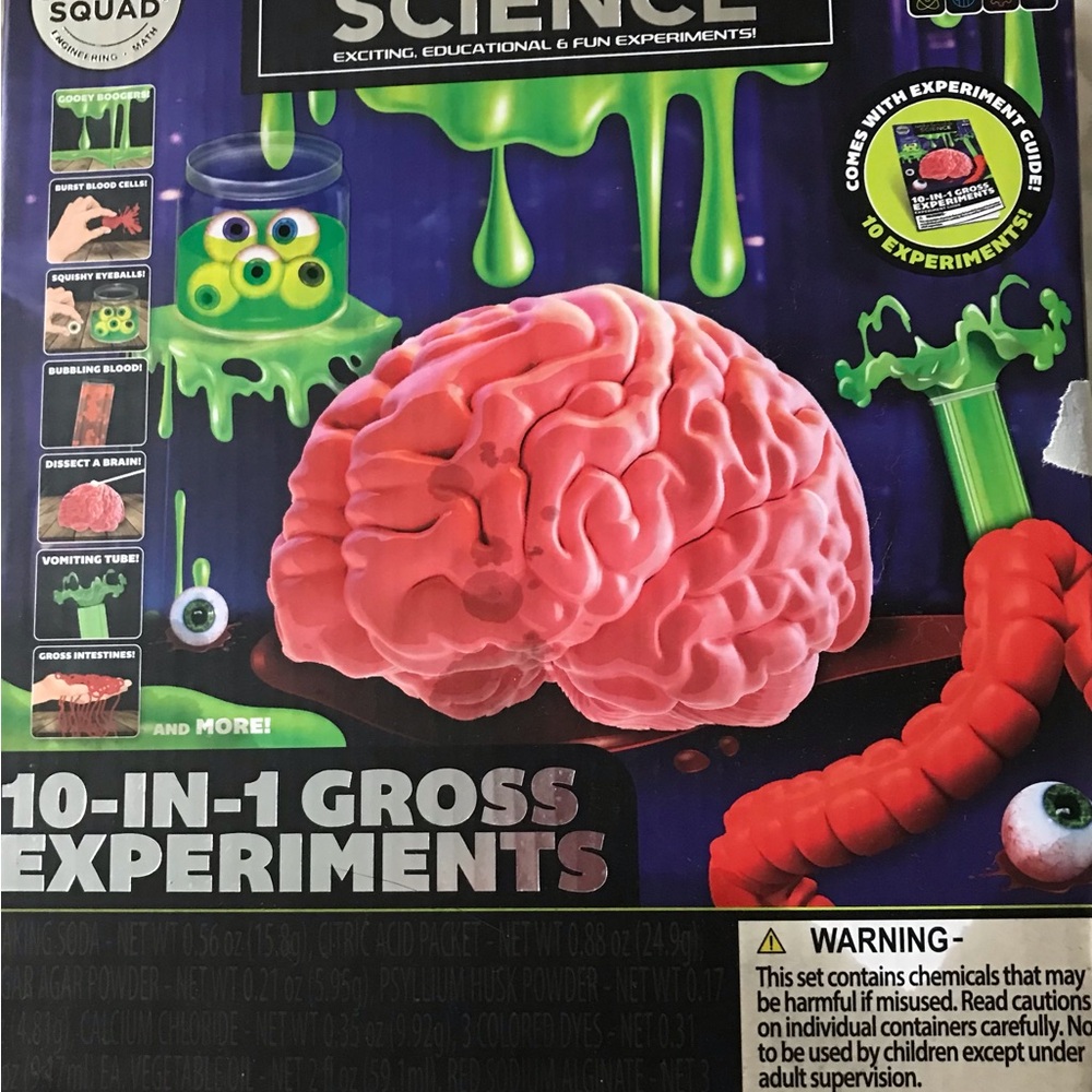 Science Squad Unbelievable Science 10-1 Gross Experiments Educational Kit, New